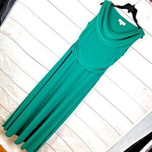Kasper Dress Gown Long Draped Maxi Green Party 8 Stretch Wedding Romantic Greek